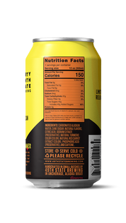 Soda can with nutrition facts label on a white background